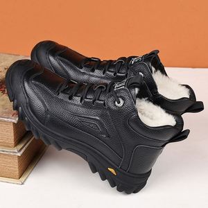 Bottes d'hiver pour hommes, imperméables, à lacets, bottes de neige à la cheville avec doublure en laine de qualité supérieure, chaussures de randonnée d'hiver chaudes pour hommes - Product Image 4