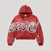 Sudadera con capucha extragrande para hombre DiZNEW, estilo vintage, con pedrería, gráfico degradado, estilo urbano, personalizada OEM, multicolor