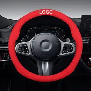 Fully Turned Fur Steering Wheel CoverFour Seasons Universal Suede Steering Wheel Cover With Red Strips Steering Wheel Cover