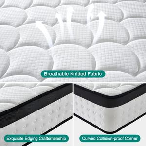 Colchón de muelles de bolsillo de tela de poliéster Juego de colchón King Size Diseño moderno Durable Hipoalergénico 25cm de espesor - Product Image 2