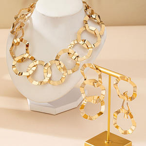 البوب سميكة الملتوية كوبي كبح قلادة الأقراط مجموعة مجوهرات كبيرة ثقيلة واسعة السمين سلسلة مكتنزة قلادة الأقراط مجموعة البانك الهيب هوب - Product Image 2