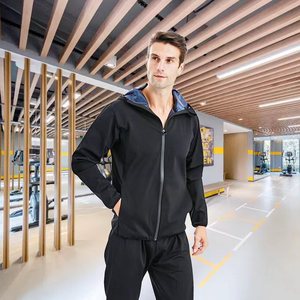 Мужской спортивный костюм-кардиган большого размера с капюшоном, влагоотводящий, для лета, для снижения веса – оптом - Product Image 4