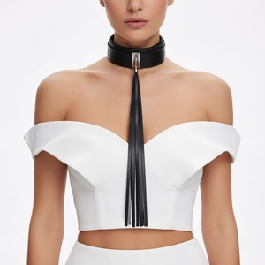 Aksesoris Peran Seksualitas Budak Wanita Dewasa Alternatif Kerah Kulit Amerika Eropa dengan Rumbai untuk Suami SK-26 - Product Image 1