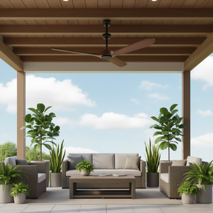Ventilador de Techo Moderno de 72 Pulgadas con Control Remoto, Flujo de Aire Reversible, Color Nogal, para Interiores y Exteriores, Sala de Estar, Patio, Montaje Empotrado - Product Image 2