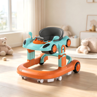 Marche-bébé pliable multifonctionnel portable pour bébés de 6 à 18 mois, cadre en plastique réglable en hauteur