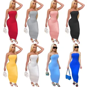 S-5XL plus size Women clothing vendor solid women casual dress plus backless max bodycon dress for lady