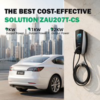 Pengisi Daya Dinding EV Smart 11KW 16A Tipe2 DLB Dynamic Load Balancing Layar Sentuh 7 Inci Kartu Gesek Kabel 5m Tahan Air IP65