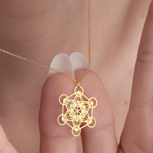 Kalung liontin kubus Metatron trendi perhiasan geometri Kudus berlapis emas & perak dengan hadiah Spiritual bentuk segi enam - Product Image 6