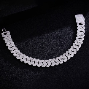 สร้อยข้อมือคิวบาลิงค์เงินแท้ S925 ขนาด 15 มม. ประดับเพชรโมอิสซาไนต์ VVS สไตล์ฮิปฮอป ของขวัญเครื่องประดับสุดหรู ผ่านการทดสอบเพชร - Product Image 5