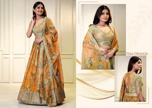 Collection de Lehenga Choli traditionnels pour mariage, en organza, avec broderie de sequins, de la marque Dhwaja Export, avec dupatta, séchage rapide, toutes saisons - Product Image 2