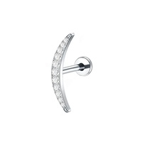 Cartilage Piercing Oreille Stud avec Nombreux CZ Griffe Réglage Lèvre Anneau Nez Stud Labret Rook Helix Piercing Plaqué Or 18K Tendance