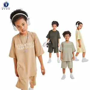 儿童设计师服装短袖儿童运动衫素字印花男童女童套装儿童服装