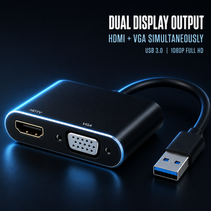 <span class=keywords><strong>Adaptateur</strong></span> <span class=keywords><strong>USB</strong></span> 3.0 vers HDMI et VGA, convertisseur <span class=keywords><strong>USB</strong></span> vers HDMI VGA, <span class=keywords><strong>adaptateur</strong></span> vidéo double moniteur pour ordinateur portable, PC, bureau, maison, travail - Product Image 3