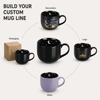 Fábrica de Tazas de Café de Lujo de Diseño con Elegante Cuerpo Negro y Decoración con Detalles Violeta para Programas VIP de Marcas de Estilo de Vida Premium