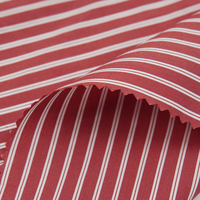 Kain Katun Nilon Stretch Premium Merah & Putih Bergaris Multi: 110GSM Kain Lembut untuk Kemeja Mewah.