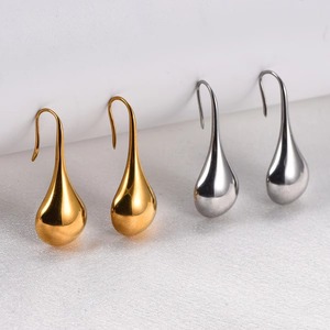 Pendientes Colgantes de Acero Inoxidable para Mujer, Pulidos, en Forma de Gota, Color Plata/Oro, Accesorios de Joyería para Perforación de Oreja - Product Image 1