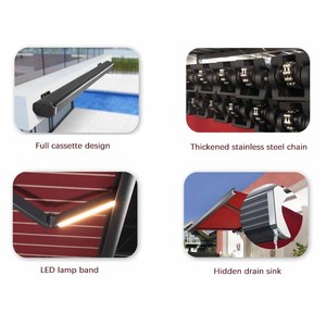 Toldo retráctil montado en la pared para exteriores con LED moderno, toldo de casete completo con energía <span class=keywords><strong>solar</strong></span>, toldo retráctil eléctrico - Product Image 4