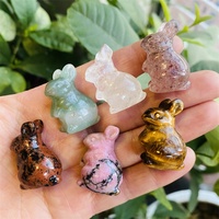Vente en gros animal en cristal sculpté à la main agate multicolore pierre de lapin pour décoration cadeau