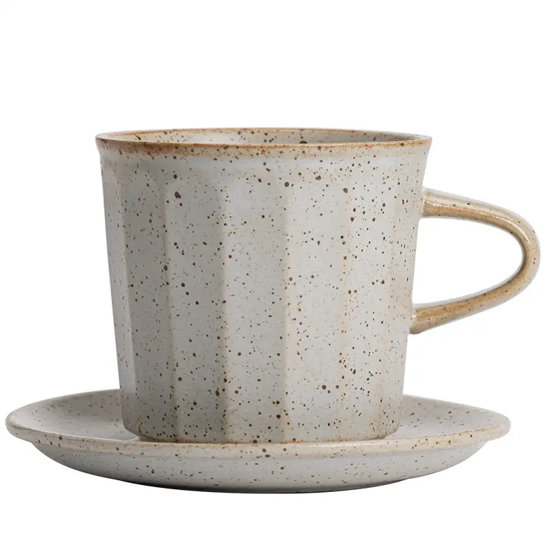200ml/6.67oz Vintage Style Ceramic Coffee Cup Dish Set Creative Restaurant Afternoon Tea Cup Rough Ceramic Mug For Office Home