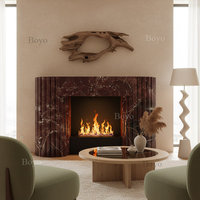 Contour de cheminée en marbre Rosso Levanto, design moderne en pierre naturelle, style nordique