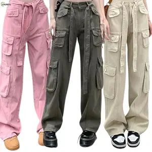 2024 nuovo Design pantaloni cargo a vita alta da donna pantaloni larghi casual pantaloni vintage con nuove correnti