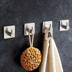 WEKIS Popular Silver 304 Stainless Steel Single <b>Hook</b> with Sticker Eco-Friendly Flexible <b>Bathroom</b> Wall <b>Hook</b> for Clothing - Product Image 3