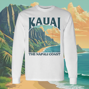 Camiseta Vintage de Manga Larga de la Costa de Napali, Hawái, Kauai, Ropa de Playa - Product Image 3