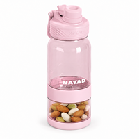Bouteille d'eau Tritan avec compartiment à collation 21 oz, bouteille à double compartiment 14 oz et pot à collation 7 oz pour l'école et la salle de sport