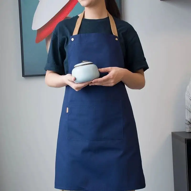 Leinwand wasserdicht benutzer definierte Logo Schürze Restaurant Coffee Shop Arbeits kleidung Schürzen