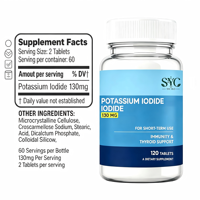 Comprimés d'iodure de potassium OEM 130 mg pour adultes – Soutien de la thyroïde, supplément quotidien d'iode, stimulant immunitaire