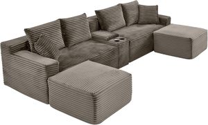 Modern U-shape Vacuum Pack <strong>Sofa</strong> Brown <strong>Cord</strong> Cover Compressed <strong>Sofa</strong> From China - Product Image 2