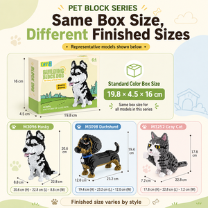CAYI Nuevo Set de Bloques de Construcción Mini para Mascotas, Serie Perros y Gatos: Bulldog, Schnauzer, Tabby, Shiba Inu, Husky, Bloques <span class=keywords><strong>Micro</strong></span>, Modelo Animal, Juguete de Bloques - Product Image 6