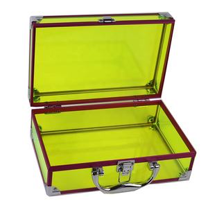 Jaune acrylique <span class=keywords><strong>maquillage</strong></span> organisateur mallette de <span class=keywords><strong>rangement</strong></span> usage spécial cosmétiques affichage étui de transport pour bijoux cheveux accessoires - Product Image 2