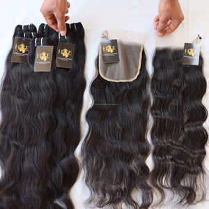 Mèches péruviennes naturelles vierges, qualité 10A, avec Lace Frontal Closure, vente en gros - Product Image 2