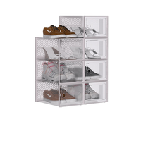 Boîte à chaussures en plastique transparent modulaire empilable, organisateur de chaussures durable pour baskets, chaussures décontractées, pour salon, chambre à coucher