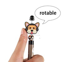 O&Q Nouveau Stylo Gel Effaçable Thermosensible Encre Bleue Noire Doux au Toucher pour Enfants, Design Perles Épineuses, Plastique 0.5mm, Chien de Dessin Animé Mignon