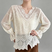 Nouveau Pull Tricoté Chic et Décontracté pour Femme, Style Français, Col en V, Bordure Dentelle, Tendance Jeunesse, Vente Directe Usine 2026, Personnalisable OEM ODM