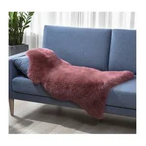 High end wine red luxury pink genuine fur carpet door rug and logo Long-lasting softness fur carpets and rugs bedroom wool rug