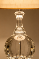 Lampe de table vintage de luxe en cristal transparent avec abat-jour en tissu doux, alimentation CA, lampe de bureau LED à intensité variable pour bureau, chambre et salon