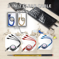 Kabel USB Retractable 3 in 1 Terlaris, Kabel Pengisi Daya Tipe C untuk iPhone Android Multi Perangkat, Kabel Hadiah Logo Kustom