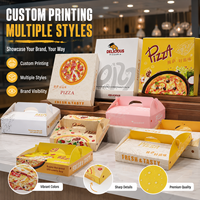 Boîte à pizza portable personnalisée avec logo imprimé, emballage avec poignée gaufrée et finition UV, vente en gros