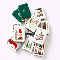 Set Mahjong Amerika Bertema Natal Santa Vintage Xmas Us Game Tiles untuk Hiburan dan Hadiah Liburan