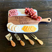 Kazınmış ahşap ve mermer Charcuterie kurulu seti kesme tahtası ve peynir bıçağı seti mermer ve akasya ahşap peynir tahtası hediye seti