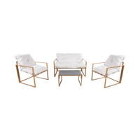 Meubles d'extérieur modernes Ensemble de table à manger en métal confortable à 4 pièces pour patio Loisirs Imperméable Cadre en fer pour hôtel Salon