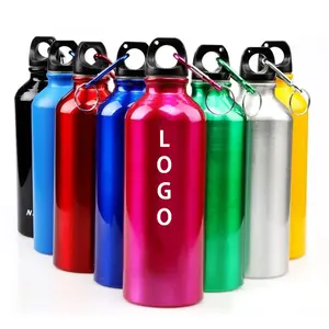 Vente en gros de bouteille en alliage d'aluminium portable légère et promotionnelle avec logo personnalisé bouteille d'eau en aluminium pour vélo de randonnée et sport en métal