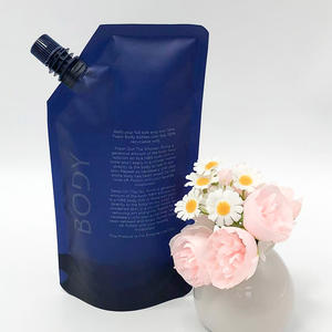 Bolsa de refuerzo lateral azul mate con logotipo personalizado, bolsa de plástico PE resistente a la corrosión, boquilla de pie, Unidad de 30mm para embalaje de crema de baño - Product Image 4