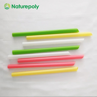 Pailles compostables certifiées BPI en PLA, 8 couleurs, 12 mm de large, pour bubble tea, vente en gros directe d'usine