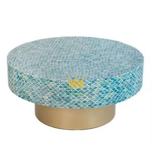 Mesa de Centro de Lujo Moderna Decorativa de Vietnam con Incrustaciones de Madreperla y Concha de Capiz, Diseño Redondo para Sala de Estar, Muebles para el Hogar - Product Image 1
