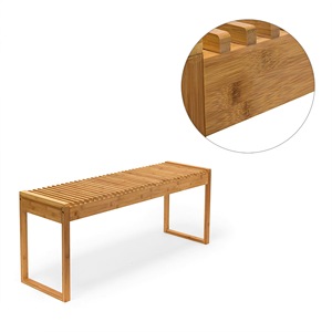 Modern minimalist entryway shoe bench, <b>bamboo</b> indoor/outdoor bench, entrance shoe rack bench, <b>bamboo</b> and wood <b>stool</b> - Product Image 4