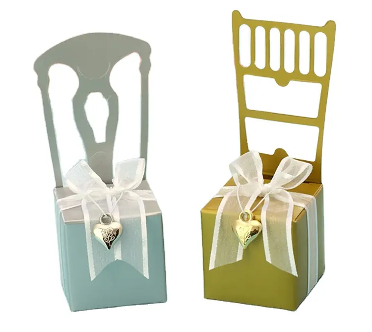 Miniature Gold Chair Treat Box Wedding paper favors candy box
